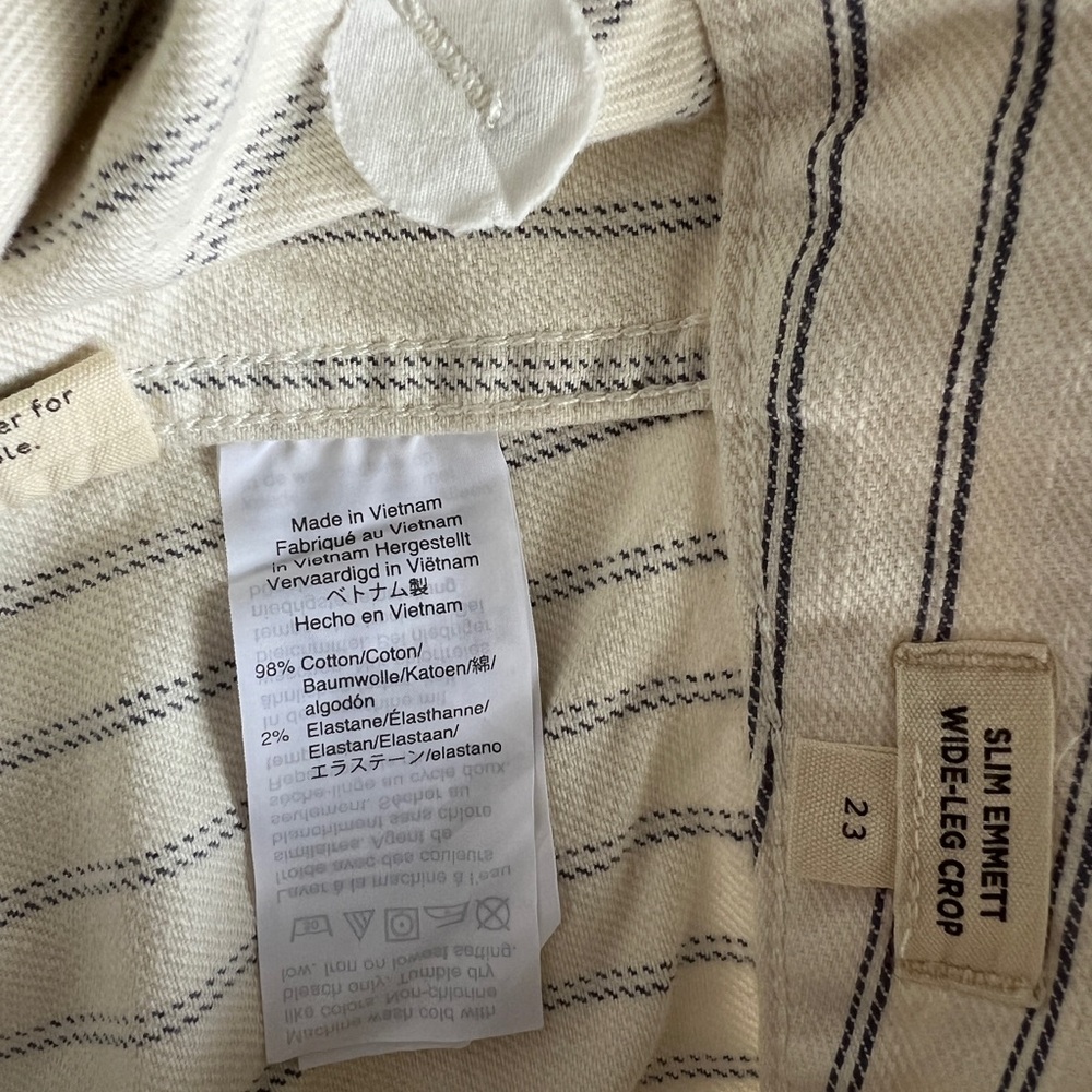 NWT Madewell Slim Emmett Wide-Leg Crop Pants Indigo Stripe: Button-Front Size 23 - Picture 10 of 10